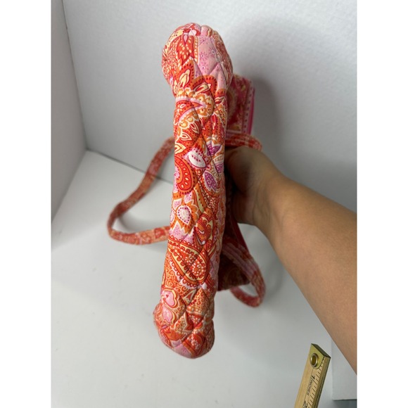 Vera Bradley Paisley Tote Bag Pink Orange Yellow Zip Top Shoulder Purse - Picture 4 of 7